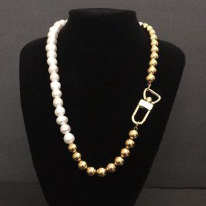 HIP-HOP Necklace - PEARLS & STAINLESS STEEL